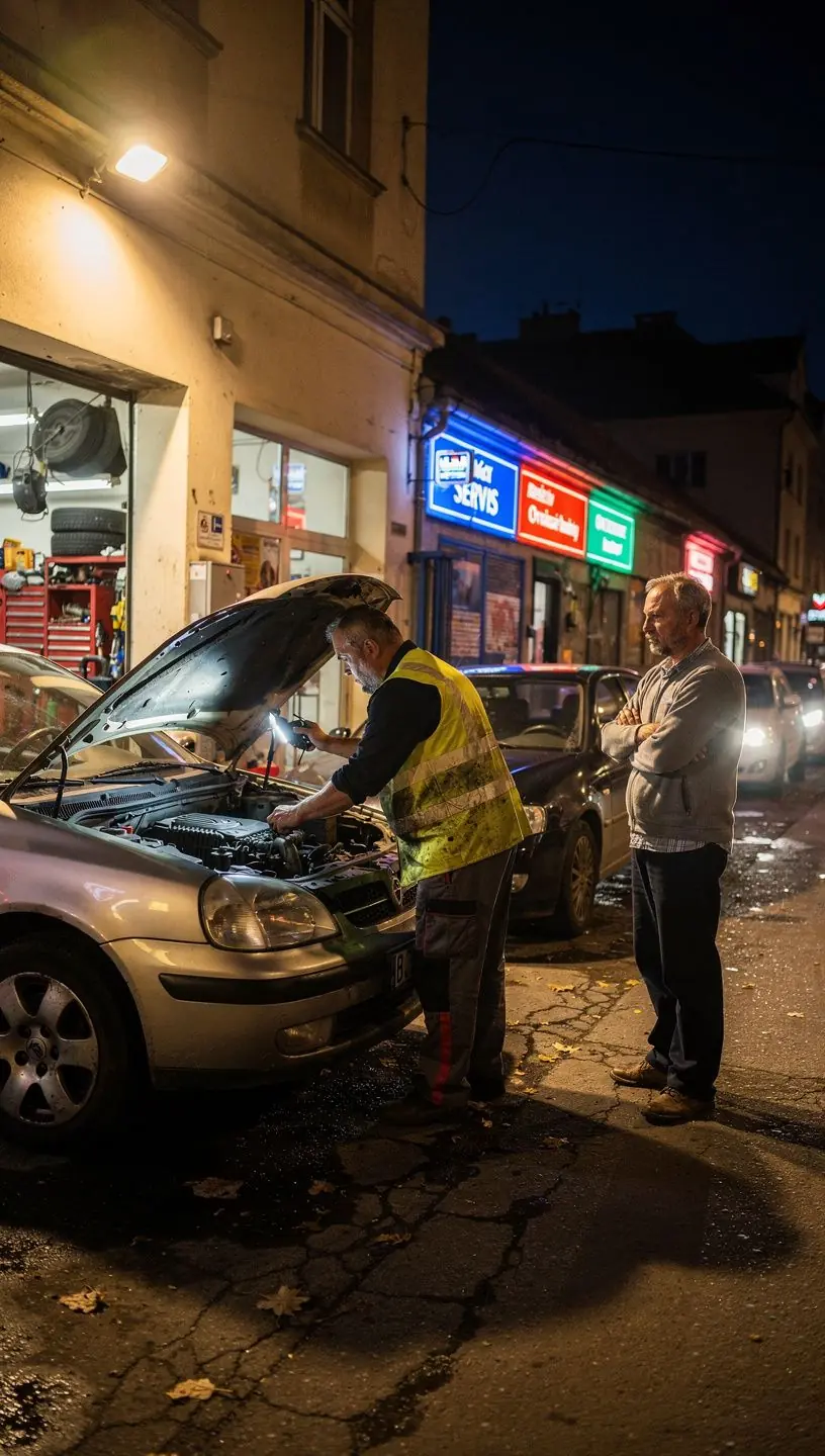 Záber na moderné náradie a vybavenie používané v autoservise pri oprave auta.